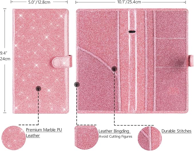 TOURSUIT Car Registration and Insurance Card Holder, Glitter Pink | Vehicle - Image 4