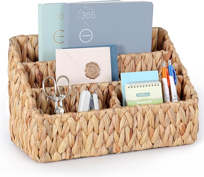 DINGTAI Natural Farmhouse Desk Organizers and Storage, Large Countertop Mail by DINGTAI