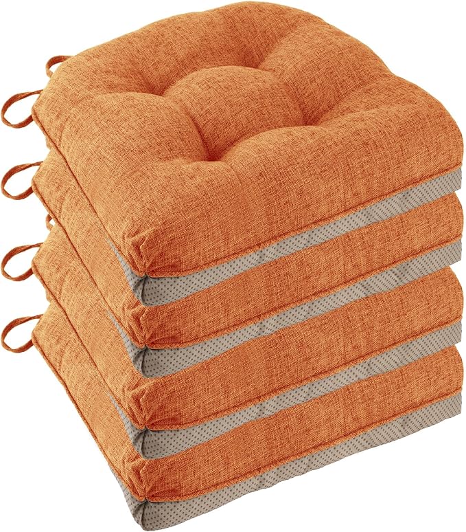 Non Slip Chair Cushions for Dining Chairs Set of 4 Kitchen Chair Cushions by FlyGulls