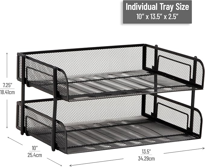 Mind Reader 2-Tier Stackable Paper Tray, Desktop Organizer - Image 3