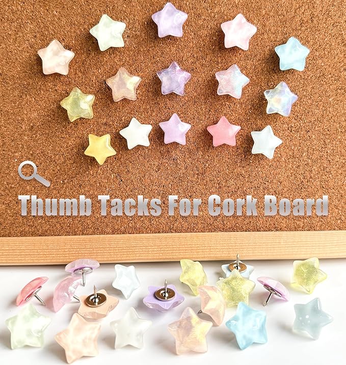 Push Pins for Walls, Star Decorative ThumbTacks for Cork Board Cute Tacks - Image 3