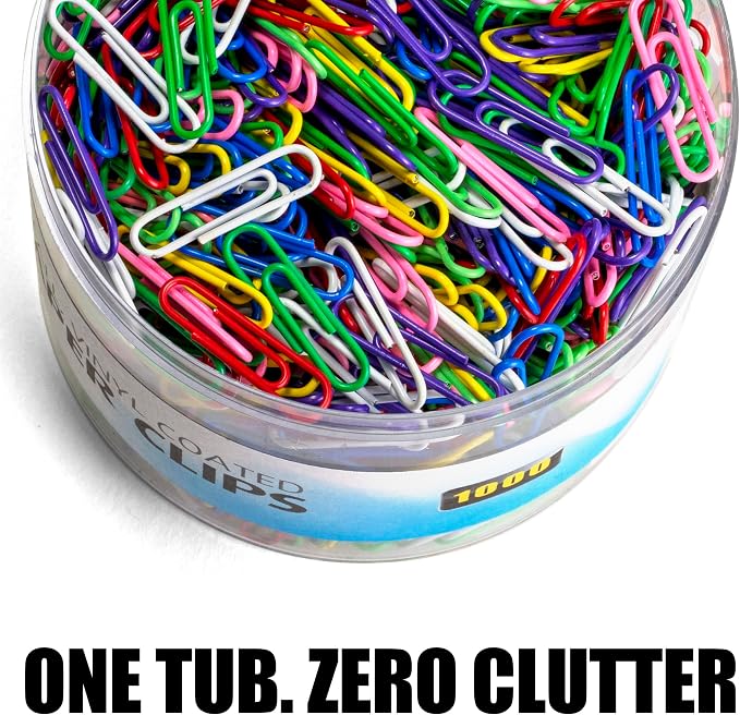 Officemate Vinyl Coated #2 Paper Clips, Tub of 1000 - Image 6
