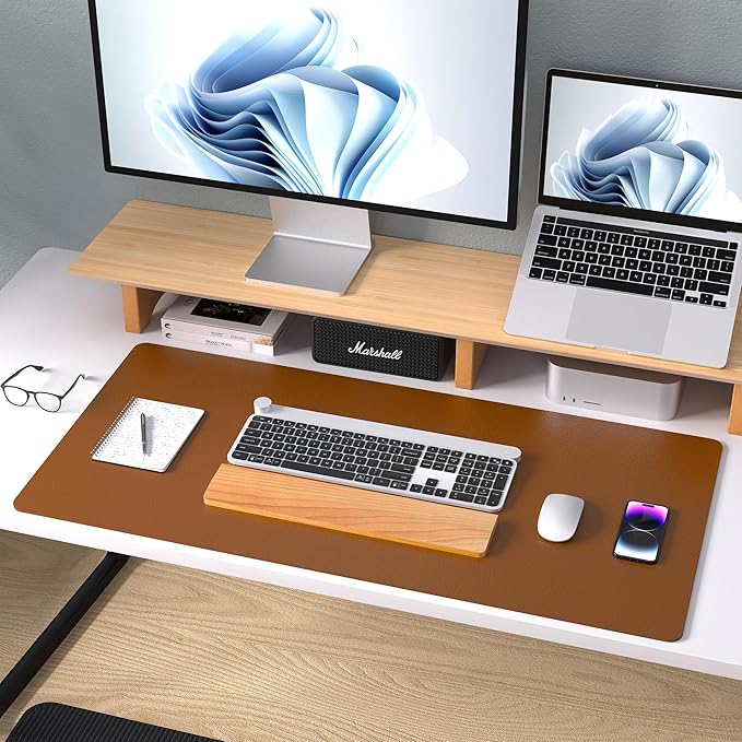 Aothia Leather Desk Pad Protector, Mouse Pad, Office Desk Mat, Non-Slip PU - Image 2