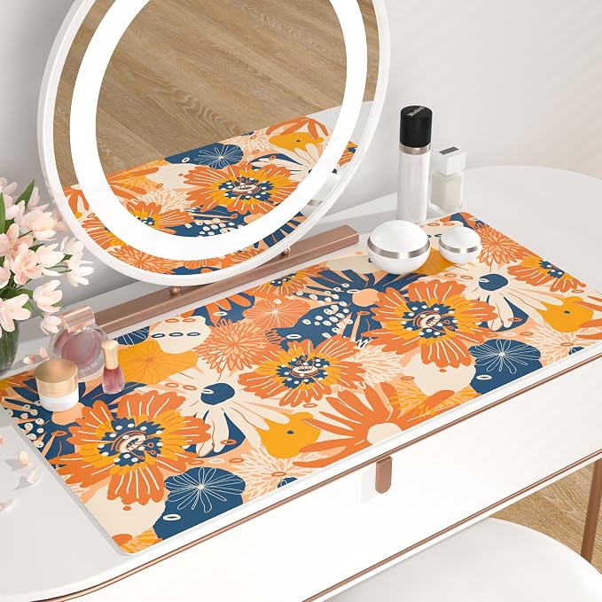 QiyI Large Desk Pad, Floral Mouse Pad Desktop Decor, Waterproof PU Leather Desk - Image 6
