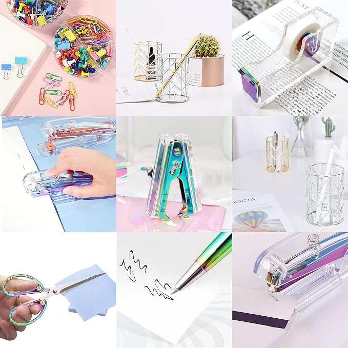 Famassi Dream Color Acrylic Stapler and Tape Dispenser Set, Office Supplies - Image 5