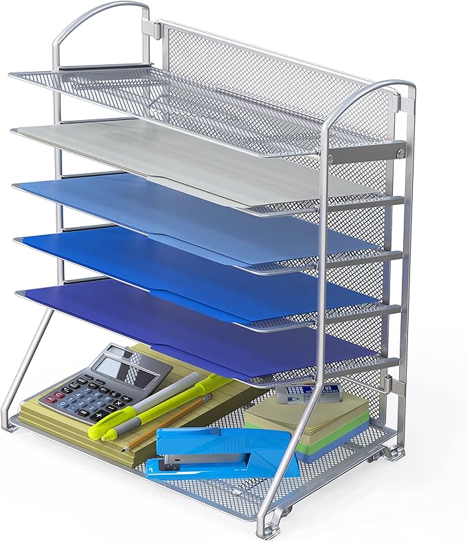 Simple Houseware 6-Tier Sliding File Organizer, Desk Letter Tray by SimpleHouseware
