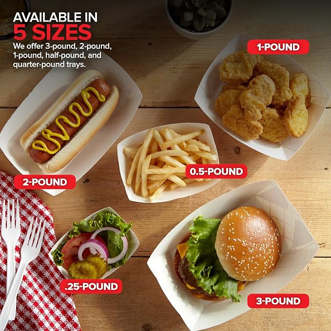 Small Paper Food Boats 1 Lb Disposable Red & White Checkered Trays, Eco - Image 6