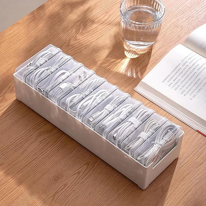 2 Pcs 11 Box Cable Organizer Storage Box, Desktop Cable Management - Image 4