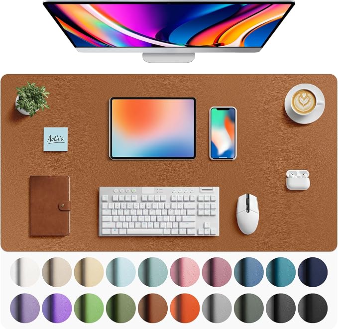 Aothia Faux Leather Desk Mat by AothiaSimpleNaturalUnique