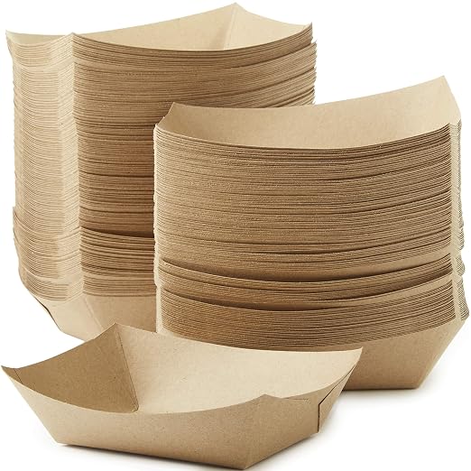 Eco Friendly USA-Made 3lb Food Holder Trays 500 Pk. Compostable Kraft Paper by FoodRestaurantSupplies