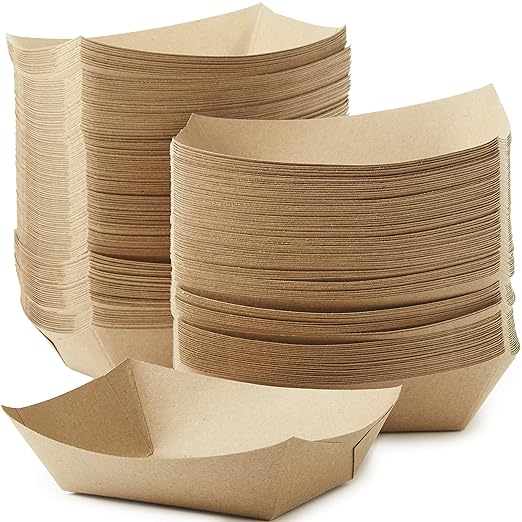 Eco Friendly USA-Made 3lb Food Holder Trays 250 Pk. Compostable Kraft Paper by FoodRestaurantSupplies