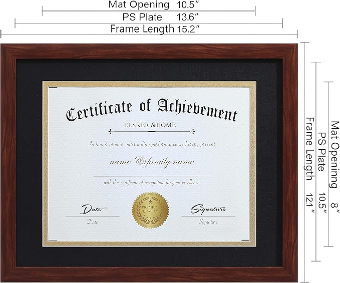 ELSKER&HOME 8.5x11 Diploma Frame Coffee Color - Image 4
