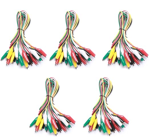WGGE WG-026 10 Pieces and 5 Colors Test Lead Set & Alligator Clips, 20.5 inches by WGGE