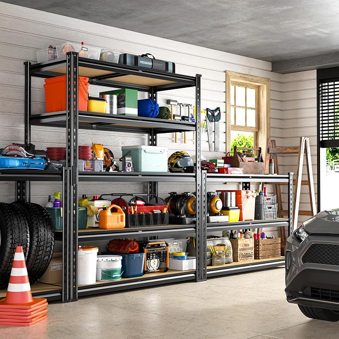 REIBII 5 Tier Garage Shelving for Pantry, Adjustable Storage Shelves | 35.5" W - Image 7