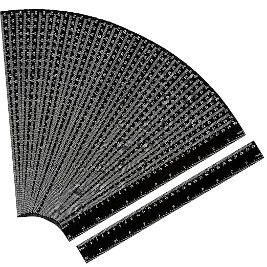 EBOOT 50 Pack 12 Inch Plastic Ruler Bulk Black Ruler by eBoot