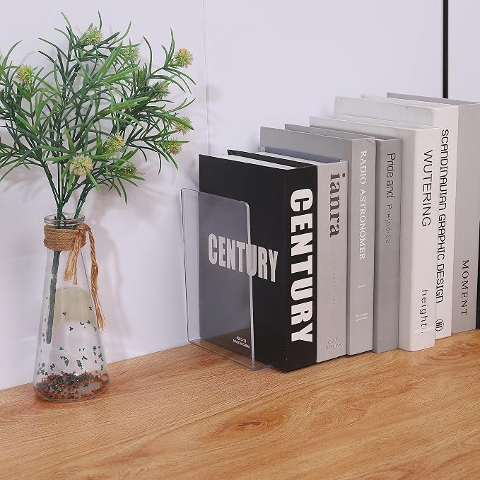 Clear Bookends for Heavy Books, Plastic Heavy Duty Book Holders Standand - Image 3
