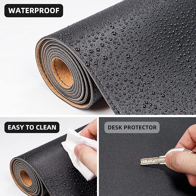 AFIING Cork Desk Mat 55" x 17", Dual-Sided Natural Cork & PU Leather Desk Pad - Image 3