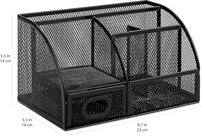 Amazon Basics Mesh Pen Holder and Desktop Desk Organizer, Office Caddy Storage - Image 5