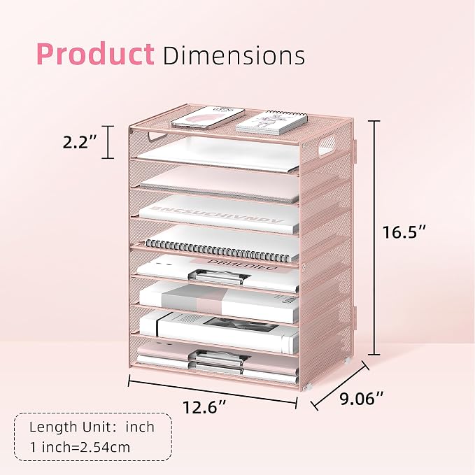 DALTACK 9-Tier Paper Organizer for Desk, Mesh Letter Tray Desk Organizer - Image 3
