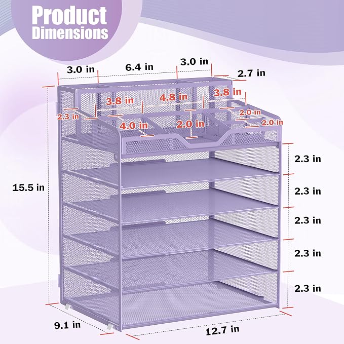 Docnest 6 Tier Mesh Desk Organizer - Image 2