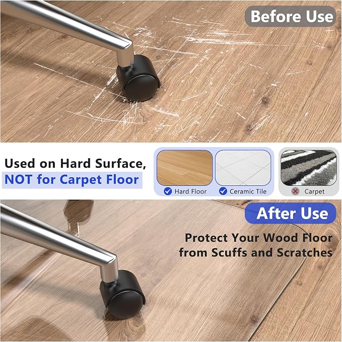 Office Chair Mat for Hardwood Floor, Heavy Duty Vinyl Floor Protector Mat for - Image 2