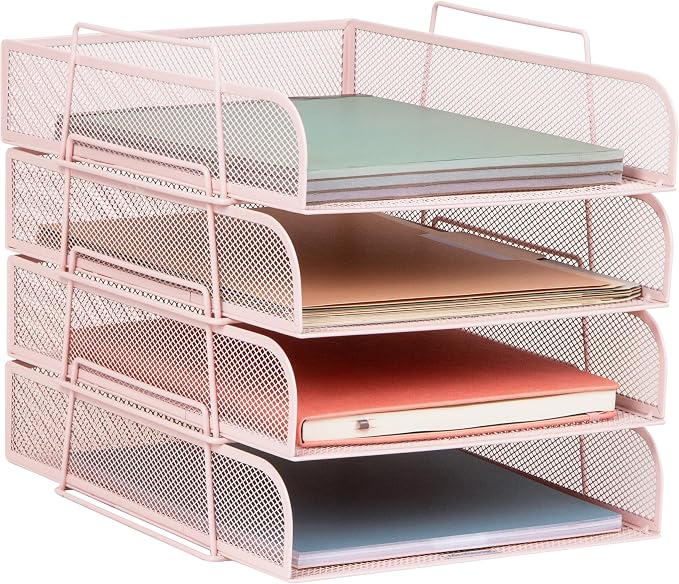 Mind Reader Stackable Paper Tray, Desktop Organizer, File Storage, Metal Mesh by MindReader