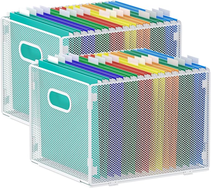 samstar 2 Pack Hanging File Organizer, Mesh File Folder Box Filing Box Cabinet by Samstar