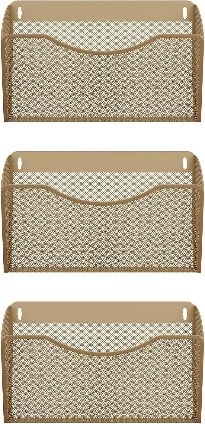 EasyPAG Wall File Organizer 3 Pack, Hanging File Organizer Wall Mount, Metal - Image 2