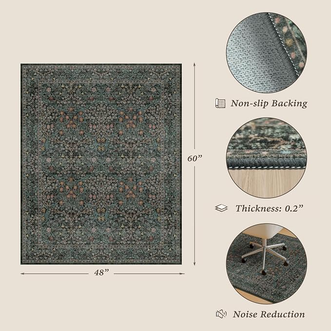 48"x60" Dark Green Office Chair Mat - Image 2