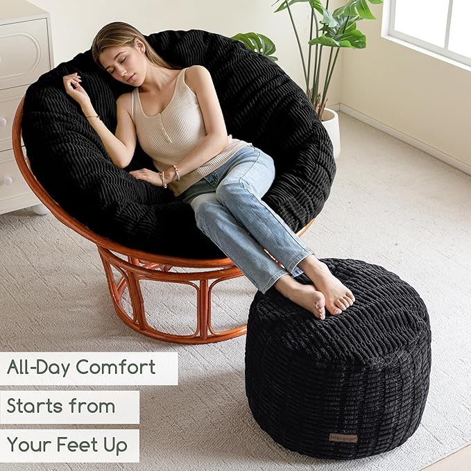 HIGOGOGO Pouf Ottoman Stuffed Round Modern Foam Filled Foot Rest Poufs - Image 4