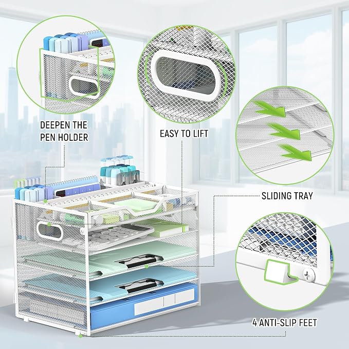 Docnest 5 Tier Mesh Desk Organizer- Letter Tray - Image 5