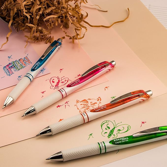 Pentel EnerGel Pearl Retractable Liquid Gel Pen, Needle Tip Medium Line - Image 7