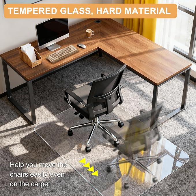 Azadx Tempered Glass Chair Mat for Carpet 40" x 48" Heavy Duty Office Chair Mat - Image 6