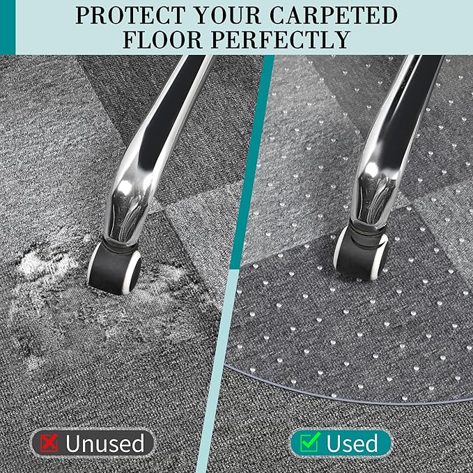 BesWin Office Chair Mat for Carpet, Thick and Sturdy Carpet Protector for Work - Image 3
