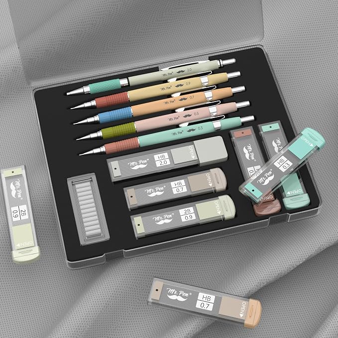 Mr. Pen- Art Mechanical Pencil Set, 5 Metal Mechanical Pencils, 5 HB Lead - Image 7