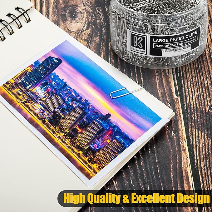 Kempshott 250 Large Paper Clips Smooth, Jumbo Paper Clips - Image 6