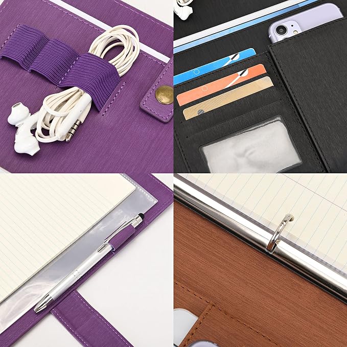 Wonderpool A4 PU Leather Portfolio Holder Ring File Document Case - Image 5