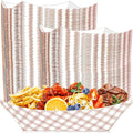 100 Pack Checkered 3Lb Paper Food Boat Trays Disposable Paper Boats, Colored by MotBach