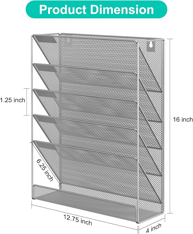 EasyPAG 5 Tier Wall File Holder, Mesh Hanging Folder Organizer - Image 2