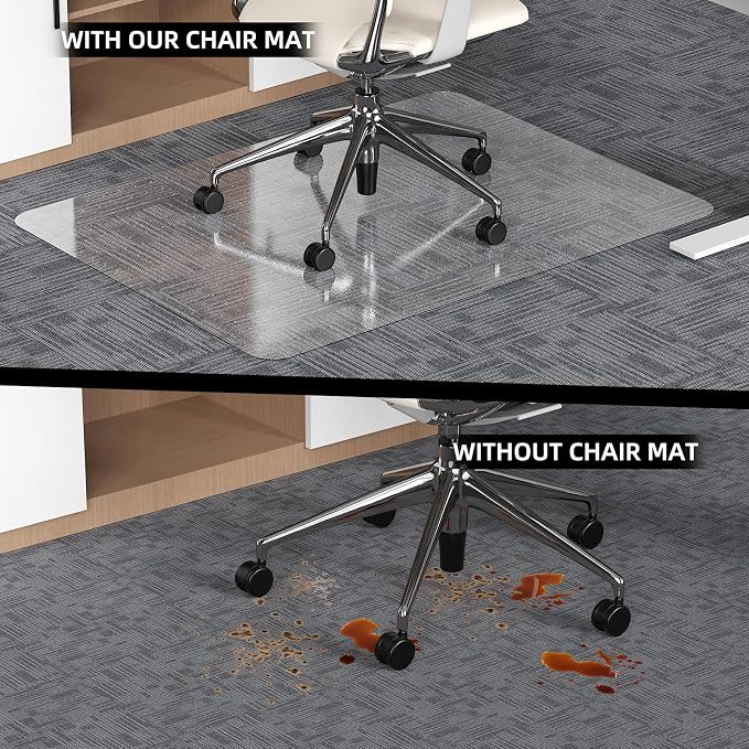 Office Chair Mat for Carpet, 32x48 Heavy Duty Clear Plastic Rolling Chair Mat - Image 6