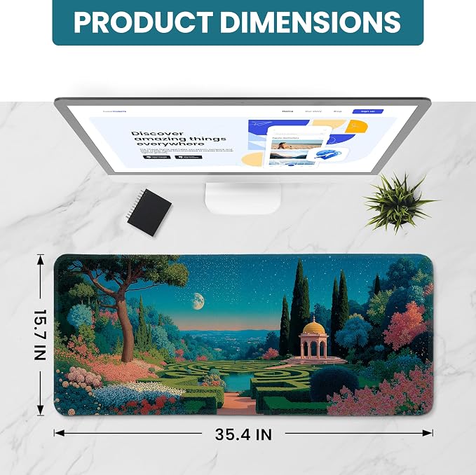 Aesthetic Desk Mat, Cute Classical Garden Desk Pad Protector - Image 2