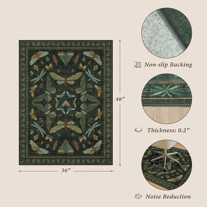 3'x4' Dark Green Office Chair Mat - Image 2