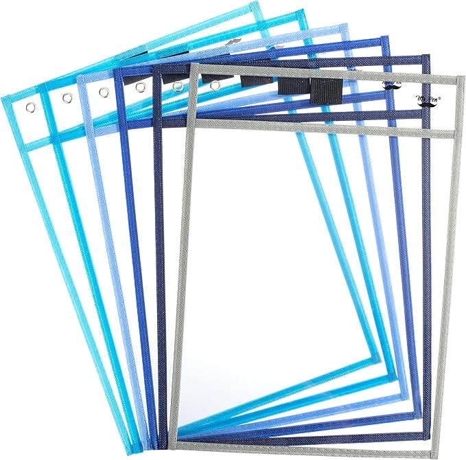 Mr. Pen- Reusable Dry Erase Pocket Sleeves, 6 Pack, Colorful | Ocean Breeze by MrPen