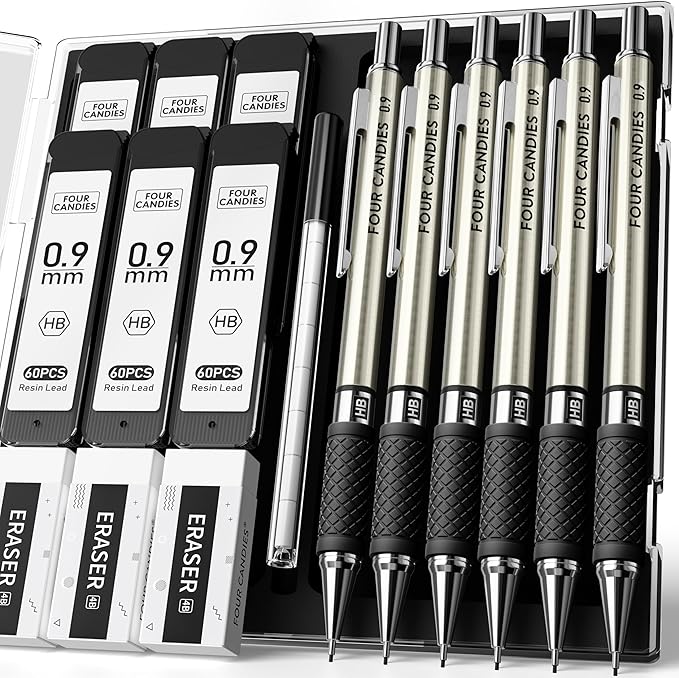 6PCS Metal Mechanical Pencil Set by FourCandies
