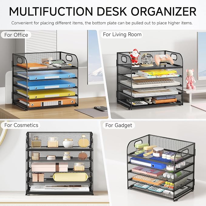 Lavatino 5 Tray Desk File Organizer, Desktop File Organizer and Storage - Image 5