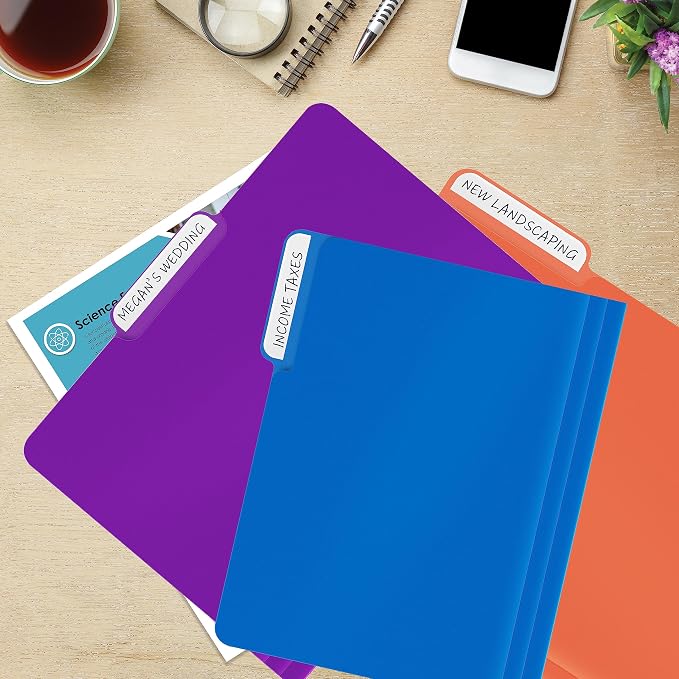 Better Office Products Heavyweight Poly File Folders, 1/3 Cut Tabs, 12 Pack - Image 5