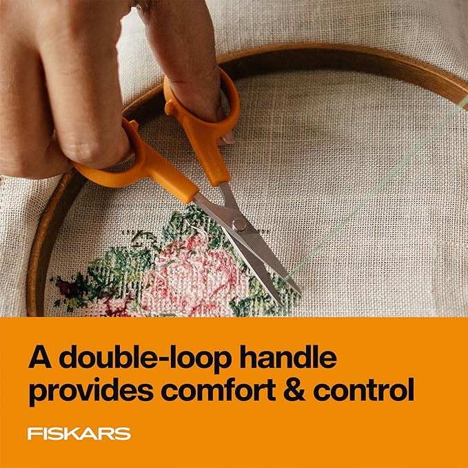 Fiskars 4" Orange-Handled No. 4 Straight Detail Scissors, Precision Stainless - Image 4