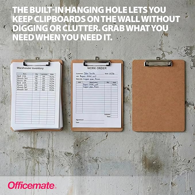 Officemate Recycled Wood Clipboards, Low Profile Clip, 6 Pack Clipboards - Image 6