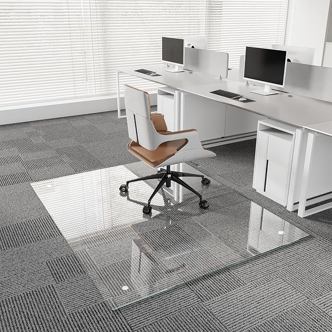 Koonmi Chair Mat for Carpet, Tempered Glass 51"x63" Office Chair Mat, Glass - Image 9