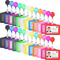 24 Sets Retractable Badge Reels Multicolor Name ID Card Holder PU Leather by Tenare